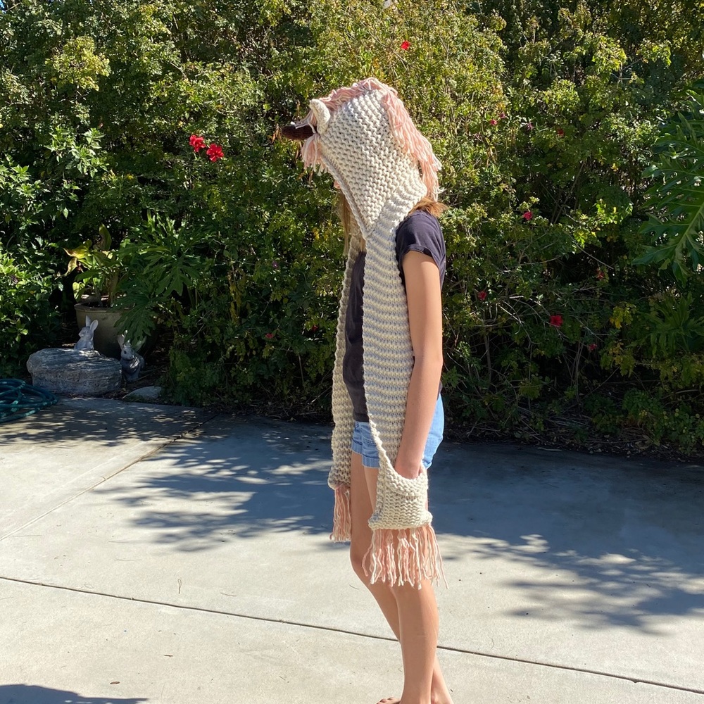 Kids Pink Knit Unicorn Hat/Scarf - Picture 10 of 11
